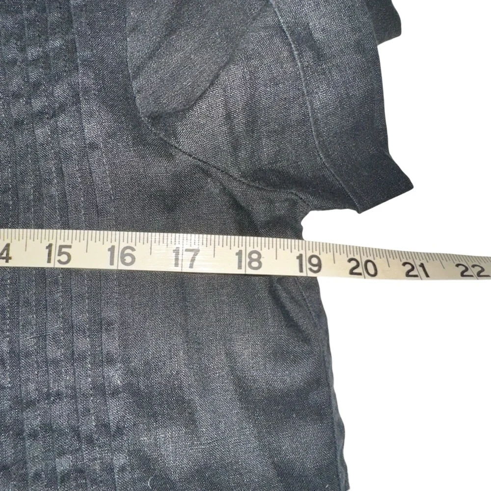 Quince Linen Short Sleeve Black Short Swing Dress with Pockets SMALL - Picture 6 of 7